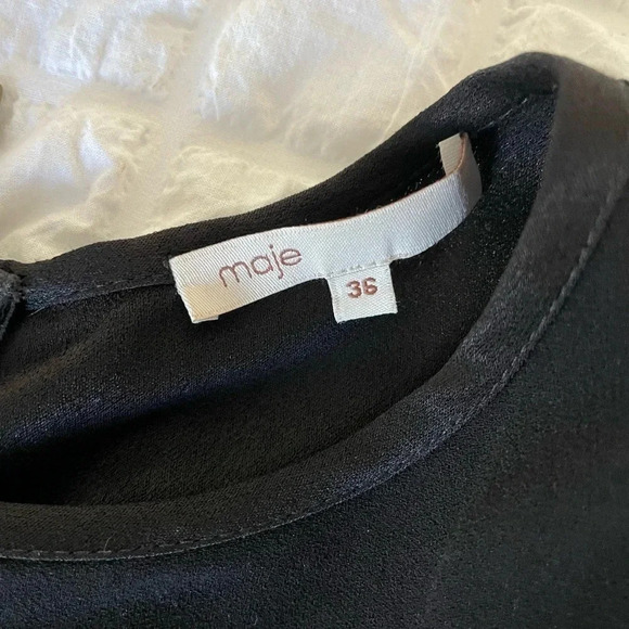 Maje black puff shoulder knit dress - Picture 4 of 9